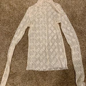 Free People Sweet memories lace long sleeve top ivory